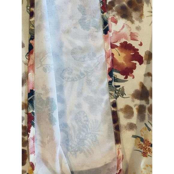 Tropical Print Fabric Tablecloth Pink Iris Green Ferns Yellow Orchids 60x82" - Picture 5 of 8